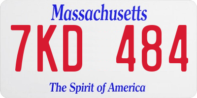 MA license plate 7KD484