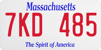 MA license plate 7KD485