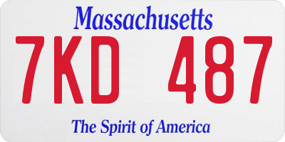 MA license plate 7KD487