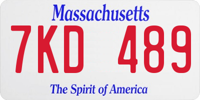MA license plate 7KD489