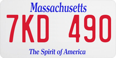 MA license plate 7KD490