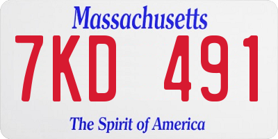MA license plate 7KD491