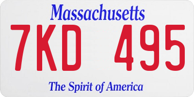 MA license plate 7KD495