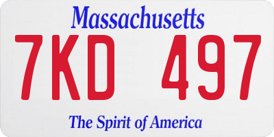 MA license plate 7KD497