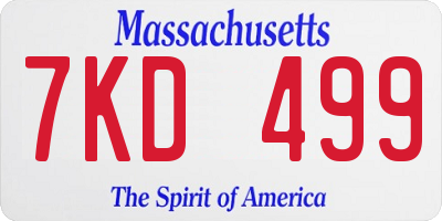 MA license plate 7KD499