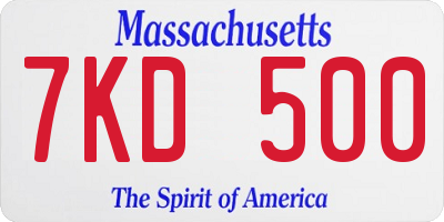 MA license plate 7KD500