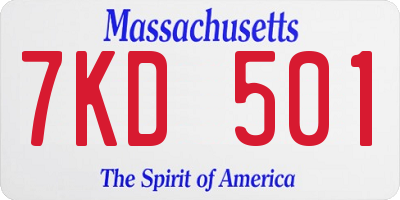 MA license plate 7KD501