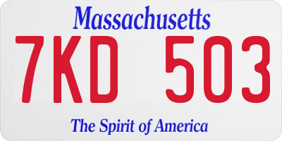 MA license plate 7KD503