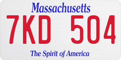 MA license plate 7KD504