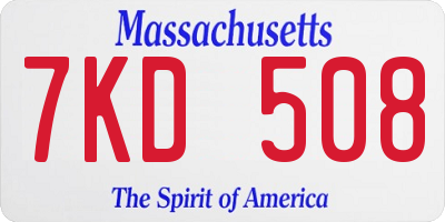 MA license plate 7KD508
