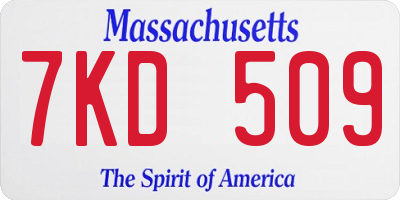 MA license plate 7KD509