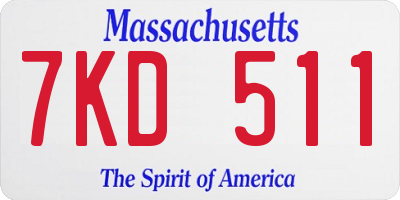 MA license plate 7KD511