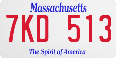 MA license plate 7KD513