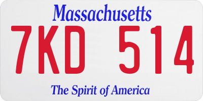 MA license plate 7KD514