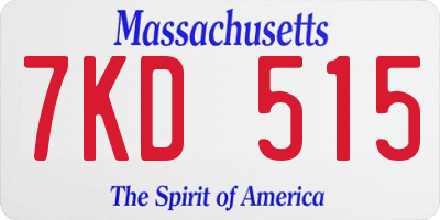 MA license plate 7KD515