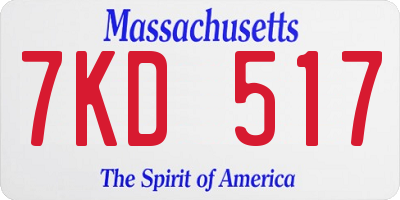 MA license plate 7KD517
