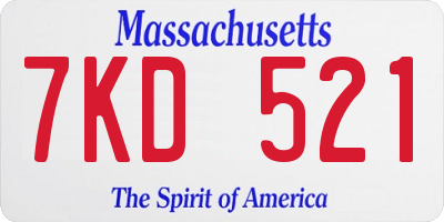 MA license plate 7KD521