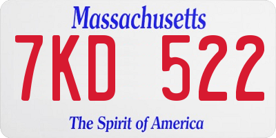 MA license plate 7KD522