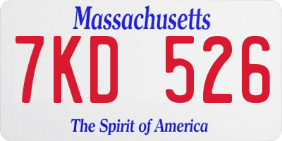 MA license plate 7KD526