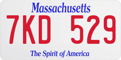 MA license plate 7KD529