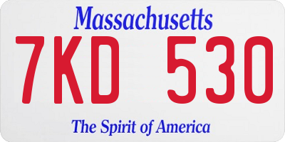 MA license plate 7KD530