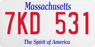 MA license plate 7KD531