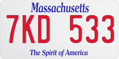 MA license plate 7KD533