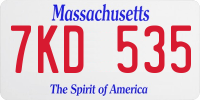 MA license plate 7KD535
