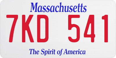MA license plate 7KD541