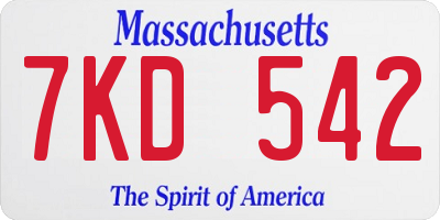 MA license plate 7KD542