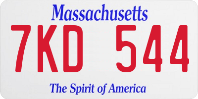 MA license plate 7KD544