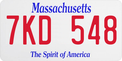 MA license plate 7KD548