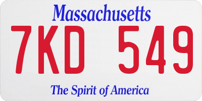 MA license plate 7KD549
