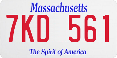 MA license plate 7KD561