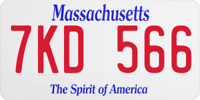 MA license plate 7KD566