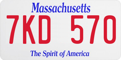 MA license plate 7KD570