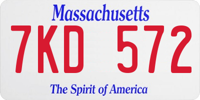MA license plate 7KD572