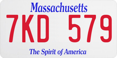 MA license plate 7KD579
