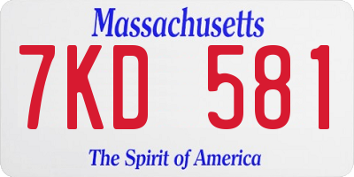 MA license plate 7KD581