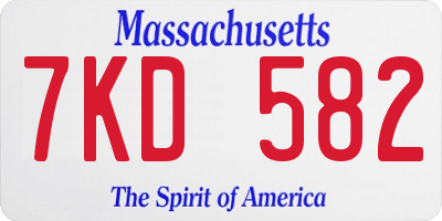 MA license plate 7KD582