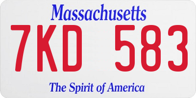 MA license plate 7KD583