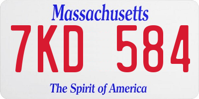 MA license plate 7KD584