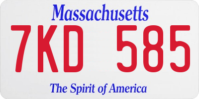 MA license plate 7KD585