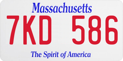 MA license plate 7KD586