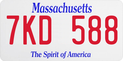 MA license plate 7KD588