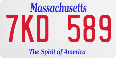 MA license plate 7KD589