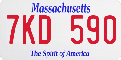 MA license plate 7KD590