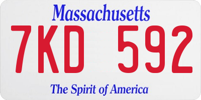 MA license plate 7KD592