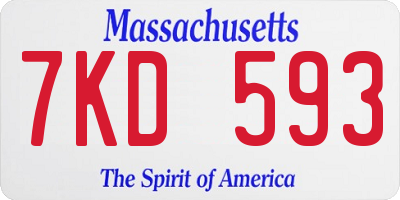 MA license plate 7KD593