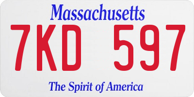 MA license plate 7KD597